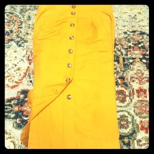 Madewell button front midi in mustard.